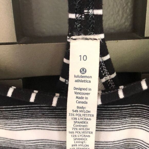 Lululemon ￼ Black and white stripe fitness top spaghetti strap size 10 - Picture 3 of 5